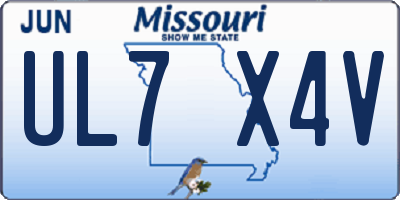 MO license plate UL7X4V