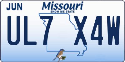 MO license plate UL7X4W