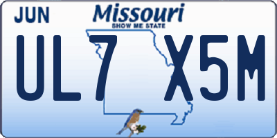 MO license plate UL7X5M