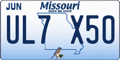 MO license plate UL7X5O
