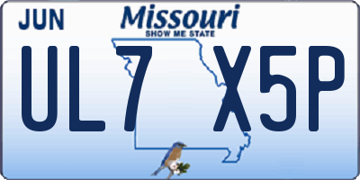 MO license plate UL7X5P