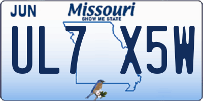 MO license plate UL7X5W