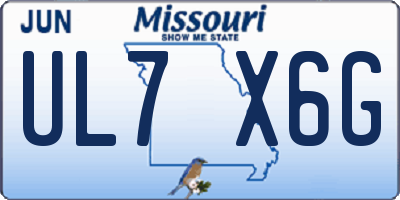 MO license plate UL7X6G