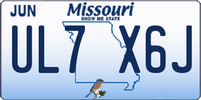 MO license plate UL7X6J
