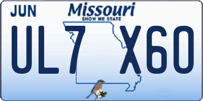 MO license plate UL7X6O