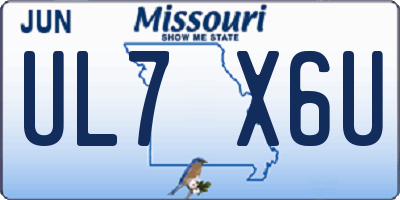 MO license plate UL7X6U