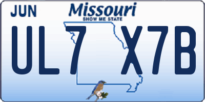 MO license plate UL7X7B