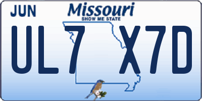 MO license plate UL7X7D