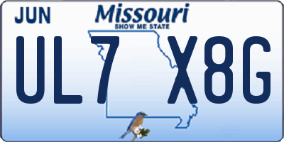 MO license plate UL7X8G