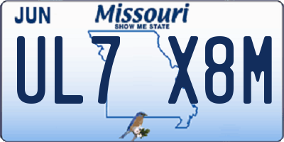 MO license plate UL7X8M