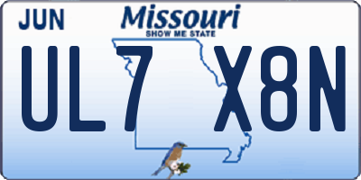 MO license plate UL7X8N