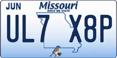 MO license plate UL7X8P