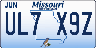 MO license plate UL7X9Z