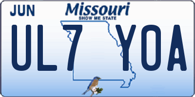 MO license plate UL7Y0A