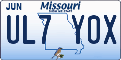 MO license plate UL7Y0X