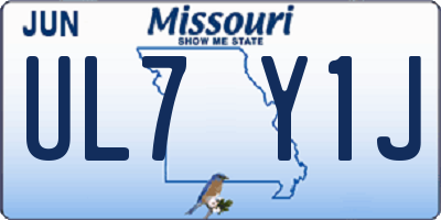 MO license plate UL7Y1J