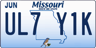 MO license plate UL7Y1K