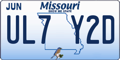 MO license plate UL7Y2D