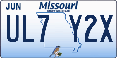 MO license plate UL7Y2X