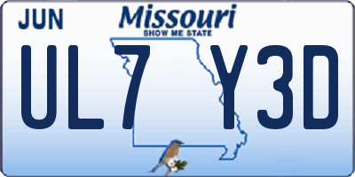 MO license plate UL7Y3D