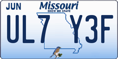 MO license plate UL7Y3F