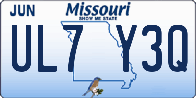 MO license plate UL7Y3Q