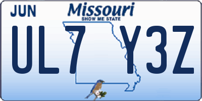 MO license plate UL7Y3Z