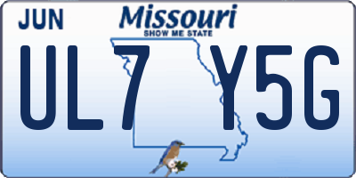 MO license plate UL7Y5G