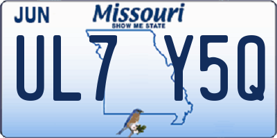 MO license plate UL7Y5Q