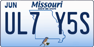 MO license plate UL7Y5S