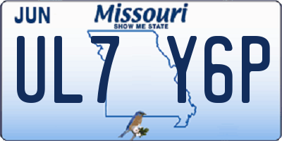 MO license plate UL7Y6P