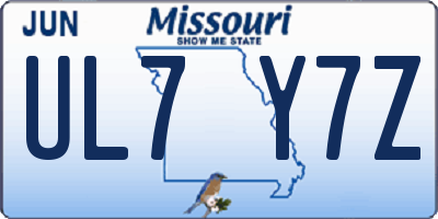MO license plate UL7Y7Z