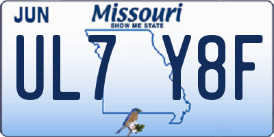 MO license plate UL7Y8F