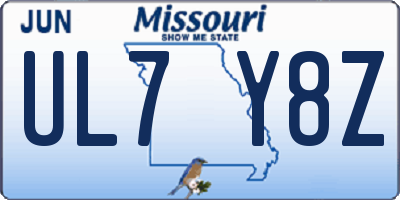 MO license plate UL7Y8Z