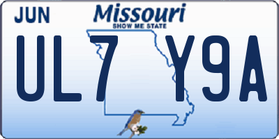 MO license plate UL7Y9A