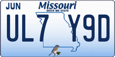 MO license plate UL7Y9D