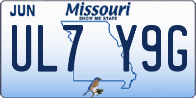 MO license plate UL7Y9G