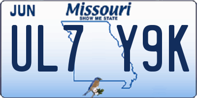 MO license plate UL7Y9K
