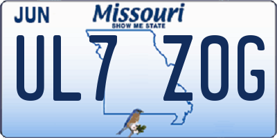 MO license plate UL7Z0G