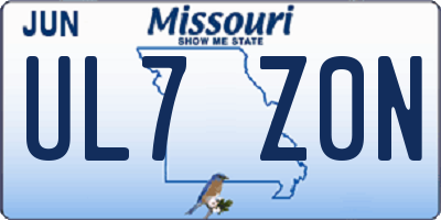 MO license plate UL7Z0N