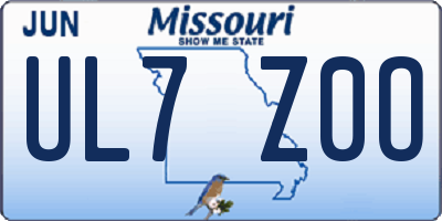 MO license plate UL7Z0O