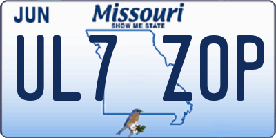 MO license plate UL7Z0P