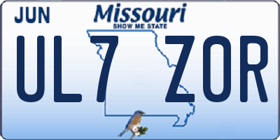 MO license plate UL7Z0R