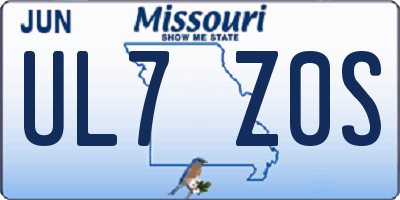 MO license plate UL7Z0S