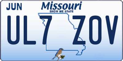 MO license plate UL7Z0V
