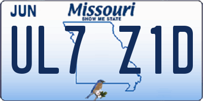 MO license plate UL7Z1D