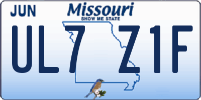 MO license plate UL7Z1F