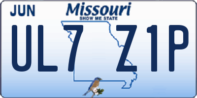 MO license plate UL7Z1P