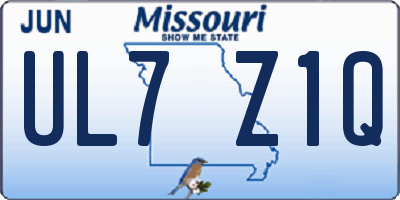 MO license plate UL7Z1Q