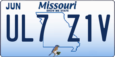 MO license plate UL7Z1V